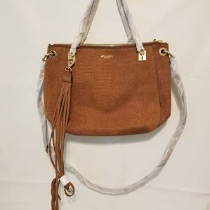 NEW Henri Bendel embossed leather tassel purse